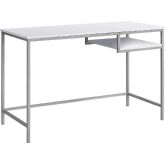 48" Computer Desk in White & Silver Metal